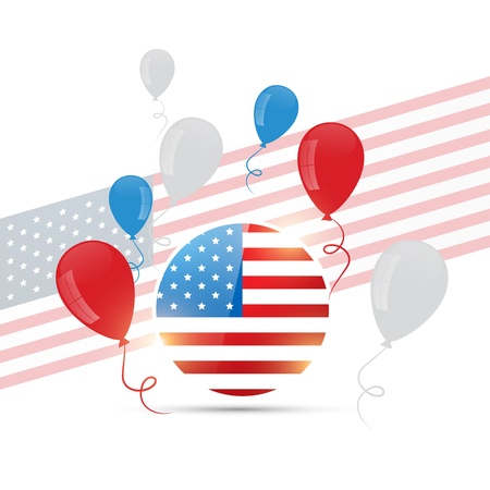 american flag with balloons designのイラスト素材