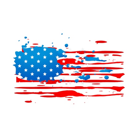 vector creative ink splash american flag designのイラスト素材