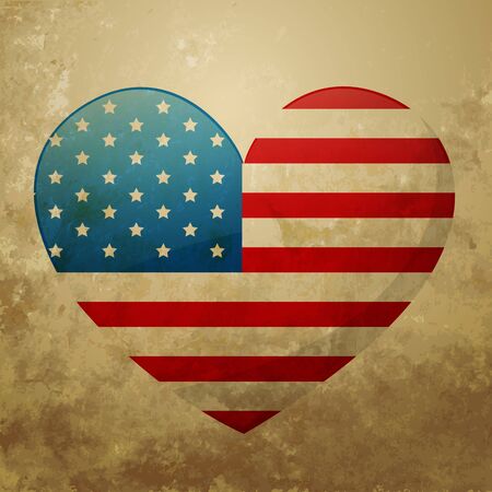 vector american flag heart designのイラスト素材