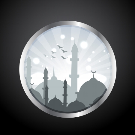 stylish islamic mosque label vectorのイラスト素材