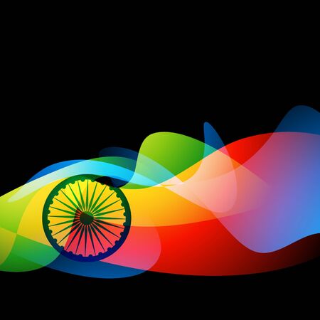 colorful dark background of indian flag wheelのイラスト素材