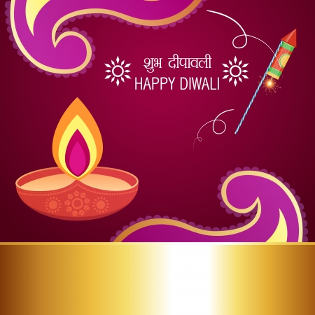 vector colorful diwali background with fireworksのイラスト素材