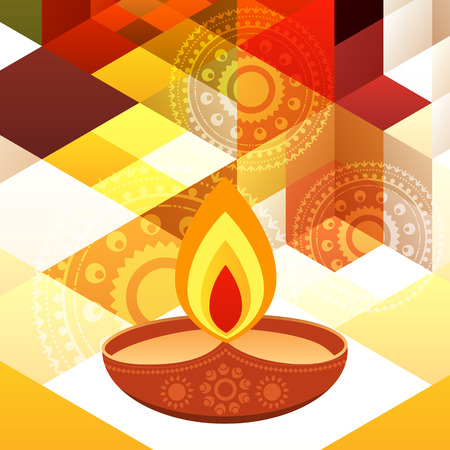 beautiful diwali diya on creative backgroundのイラスト素材
