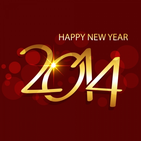vector golden creative happy new year 2014 illustrationのイラスト素材