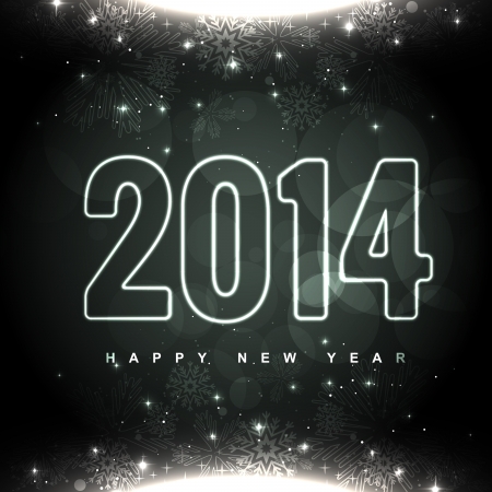 glowing happy new yar 2014 greeting designのイラスト素材