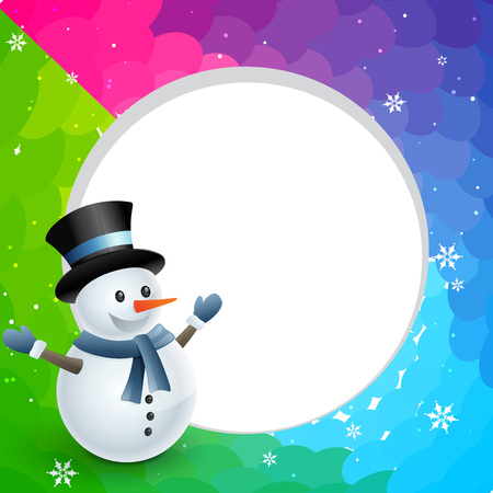 happy christmas winter snowman design illustrationのイラスト素材