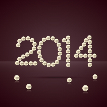 2014 happy new year text made with pearlsのイラスト素材