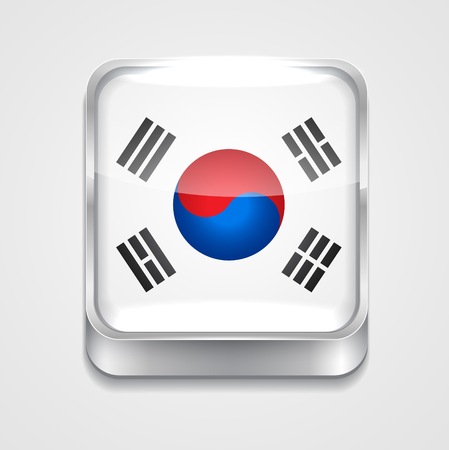 vector 3d style flag icon of south koreaのイラスト素材