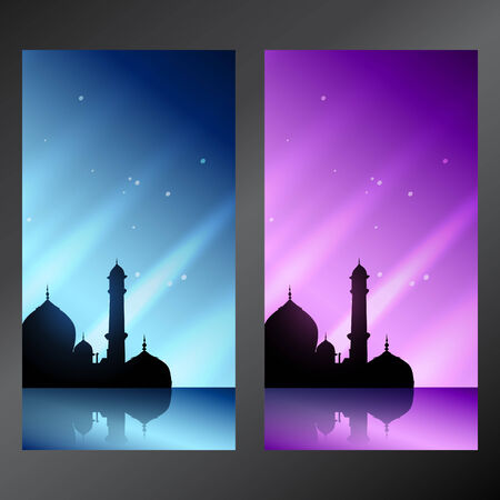 islamic muslim mosque banner setのイラスト素材