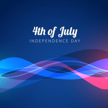 vector wave style 4th of july backgroundのイラスト素材