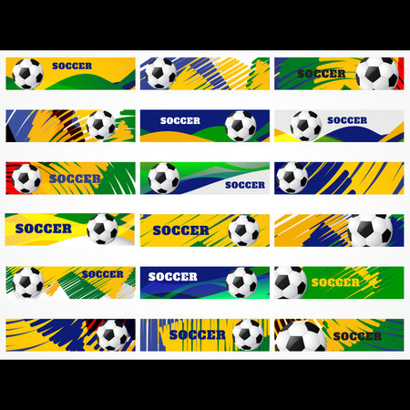 vector mega set of football soccer sports headersのイラスト素材