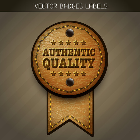 leather authentic quality labelのイラスト素材
