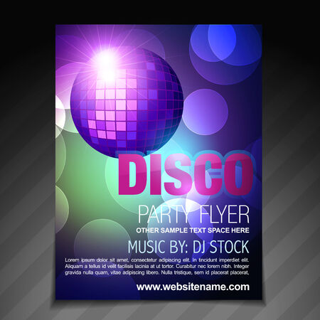 vector disco party flyer brochure and poster template designのイラスト素材