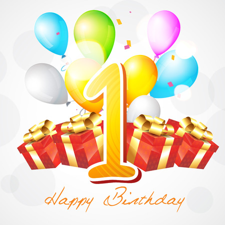 vector illustration of first birthdayのイラスト素材