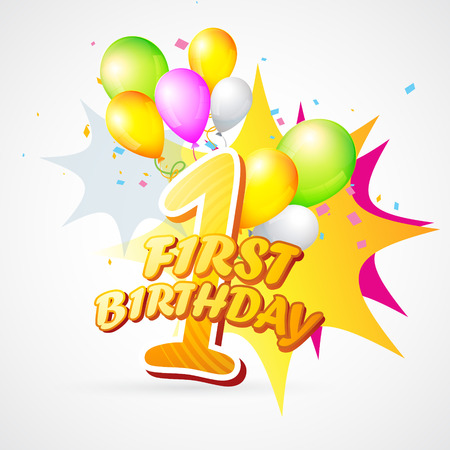 vector background of first birthdayのイラスト素材