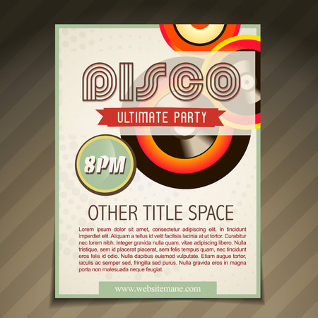 vector disco party brochure flyer poster template designのイラスト素材