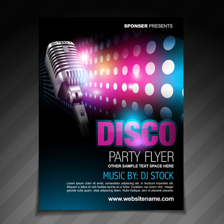 vector disco party flyer brochure designのイラスト素材