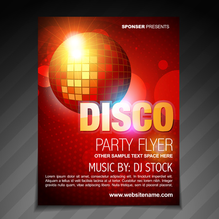 vector disco party flyer brochure poster template designのイラスト素材