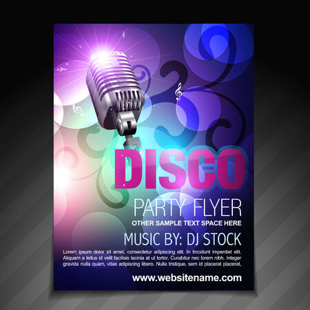 vector disco party flyer brochure and poster templateのイラスト素材