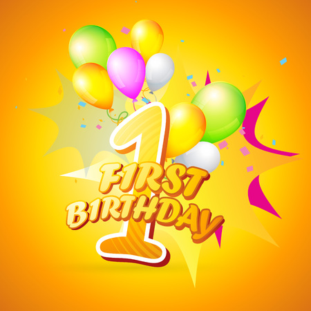 vector background of first birthdayのイラスト素材