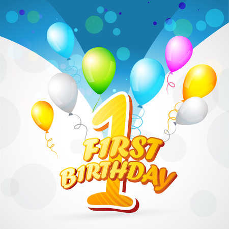vector colorful background of first birthdayのイラスト素材