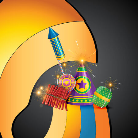 Vector attractive diwali crackers backgroundのイラスト素材