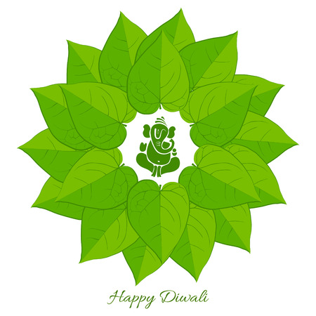 Vector betel leaf with lord ganesh backgroundのイラスト素材