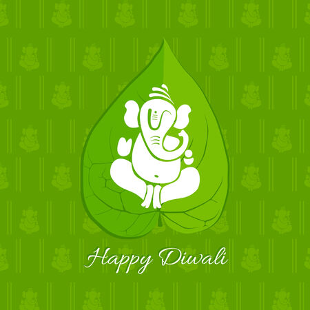 Vector betel leaf background with lord ganeshのイラスト素材