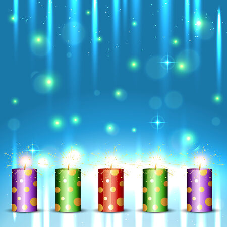 Vector shiny background of diwali with crackersのイラスト素材