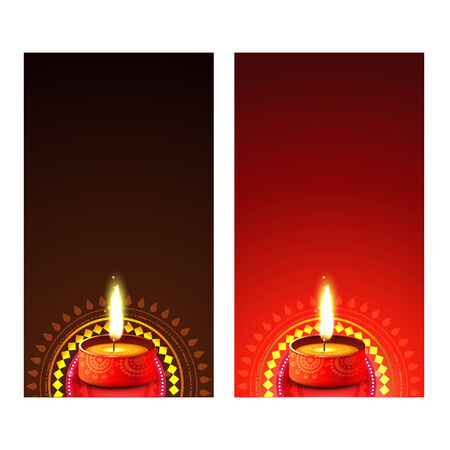 Vector diwali diya bannerのイラスト素材