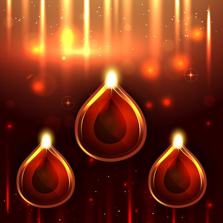 Vector glowing diwali diya on a backgroundのイラスト素材