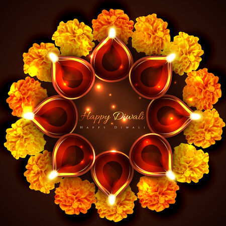 Vector hindu festival background of diwaliのイラスト素材
