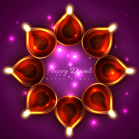 Vector shiny background of diwali diyaのイラスト素材