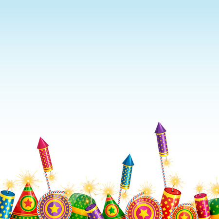 Vector beautiful background of diwali with crackersのイラスト素材