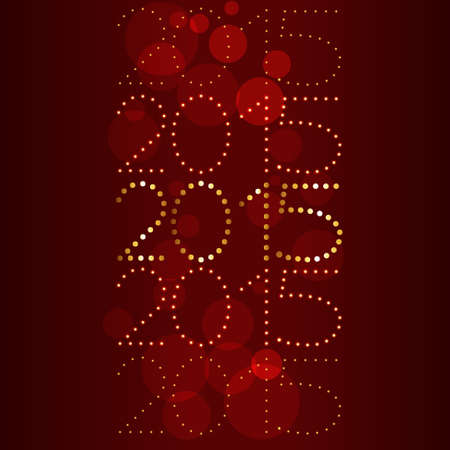 2015 design written in golden dots placed on red backgroundのイラスト素材