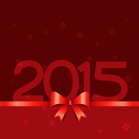 2015 text with red gift ribbon style designのイラスト素材