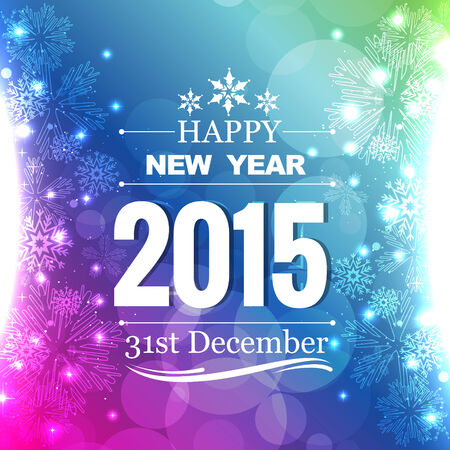 beautiful shiny 2015 greeting with snowflakes on left and right of designのイラスト素材