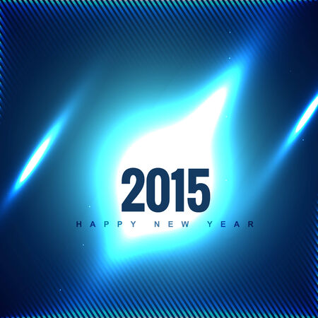 2015 new year design in blue background with glowing shapesのイラスト素材
