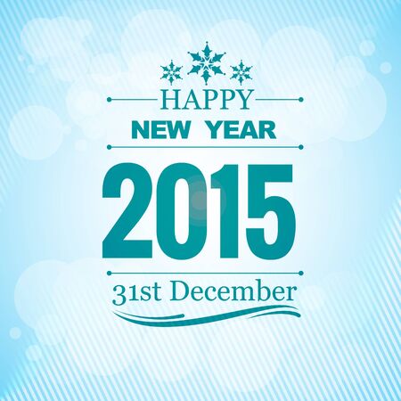 2015 new year wishes design in blue color with light transparent circles at the backのイラスト素材
