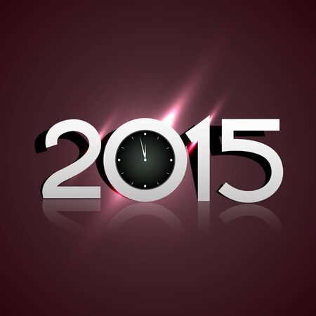 shiny new year 2015 design with creative style clock placed inside of zeroのイラスト素材