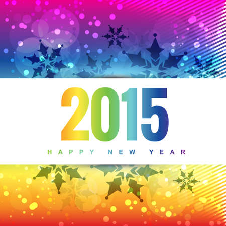 colorful new year design background with snowflakes and 2015 in centerのイラスト素材