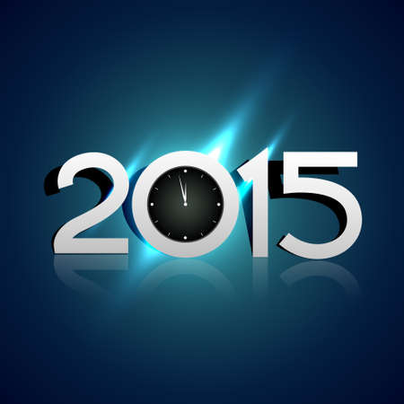 creative 2015 design with clock pointing towards 12am vectorのイラスト素材