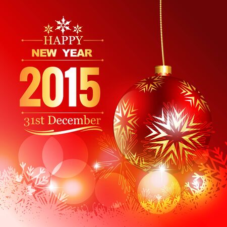 beautiful red christmas ball with happy new year wishes vector designのイラスト素材