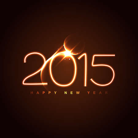 neon style 2015 text design placed above brown background vectorのイラスト素材