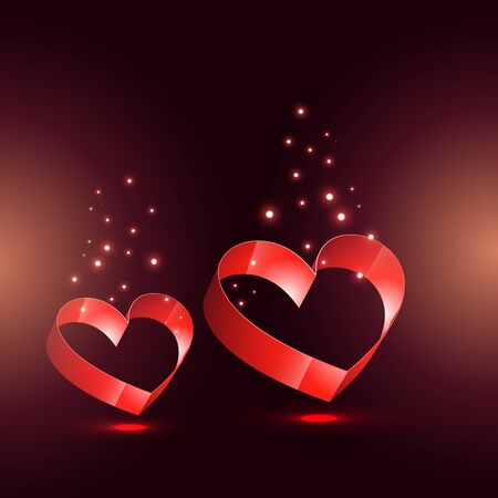 vector beautiful hearts illustration with glow effectのイラスト素材