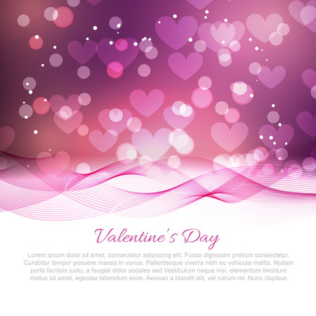 vector valentine day card with wave and bojeh effect styleのイラスト素材