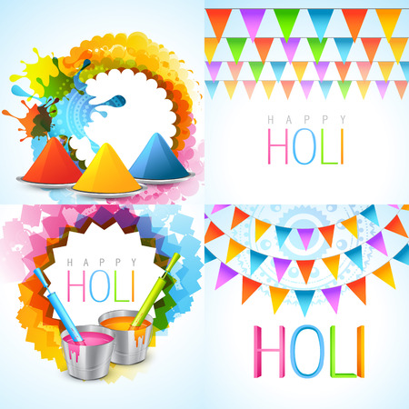 vector bunch of holi background illustration with different colorsのイラスト素材