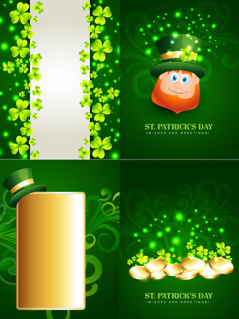vector set of saint patrick's day background illustration with  leprechaun, gold coins and hat with space for your textのイラスト素材