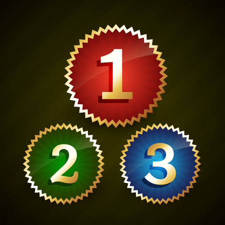rank number one two three with gold bordersのイラスト素材