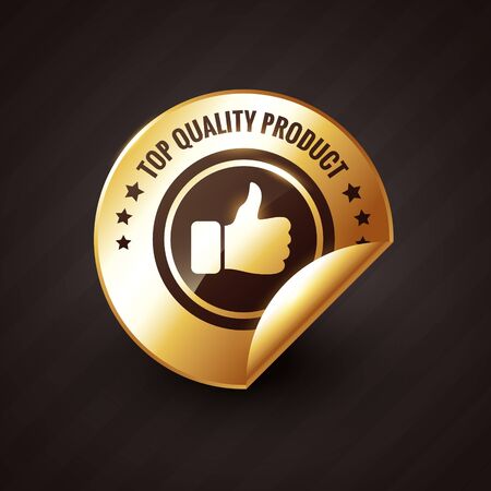 top quality product design with thumbs up golden label designのイラスト素材